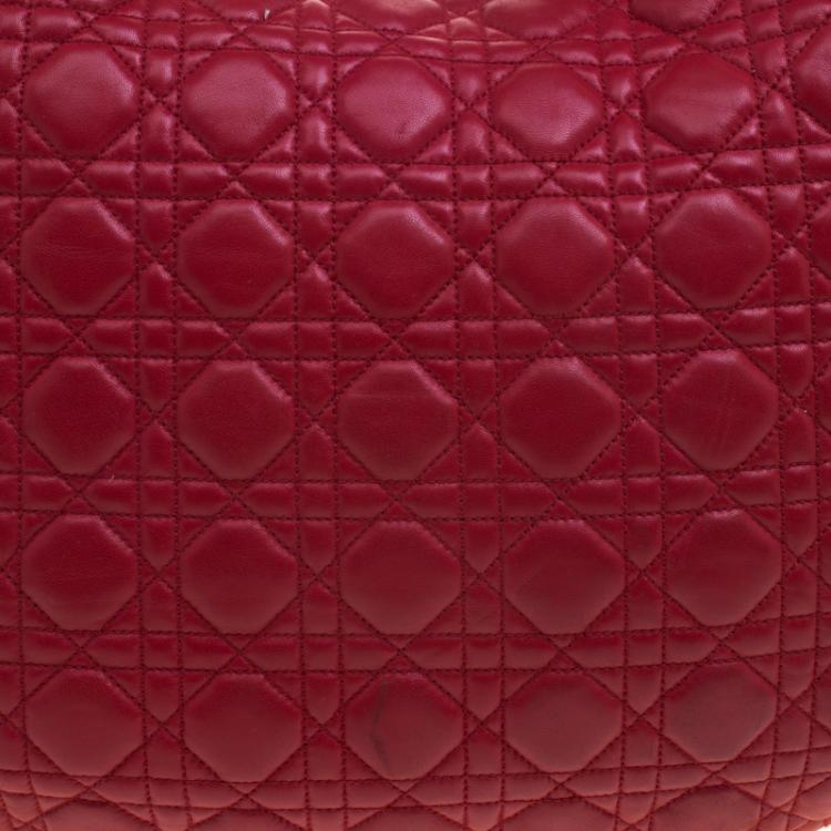 Pre Owned Dior Red Cannage Leather Hobo