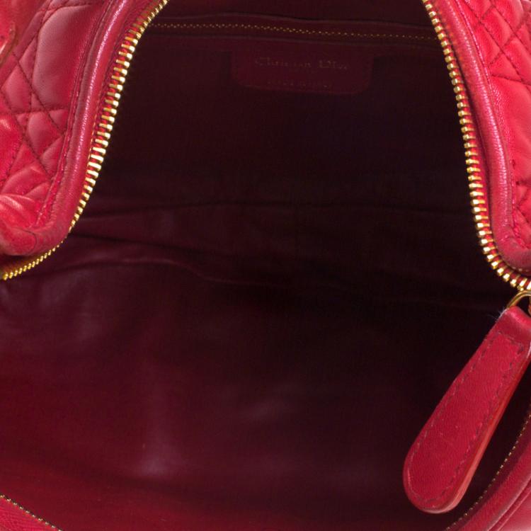 Pre Owned Dior Red Cannage Leather Hobo