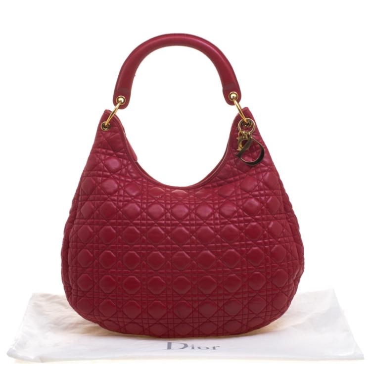 Pre Owned Dior Red Cannage Leather Hobo