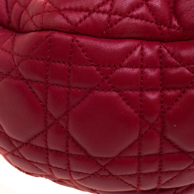 Pre Owned Dior Red Cannage Leather Hobo