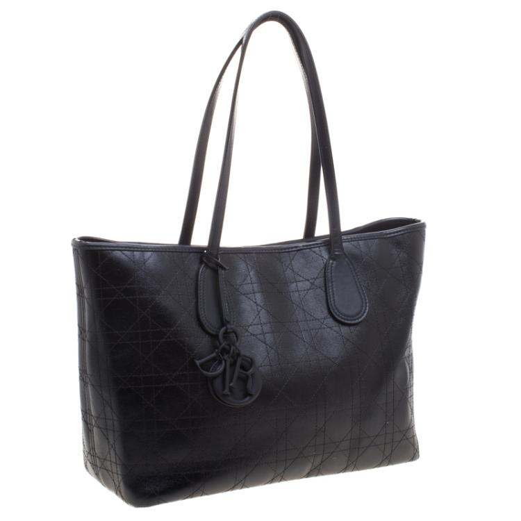 Pre Owned Dior Black Cannage Coated Canvas Medium New Panarea Shopper Tote