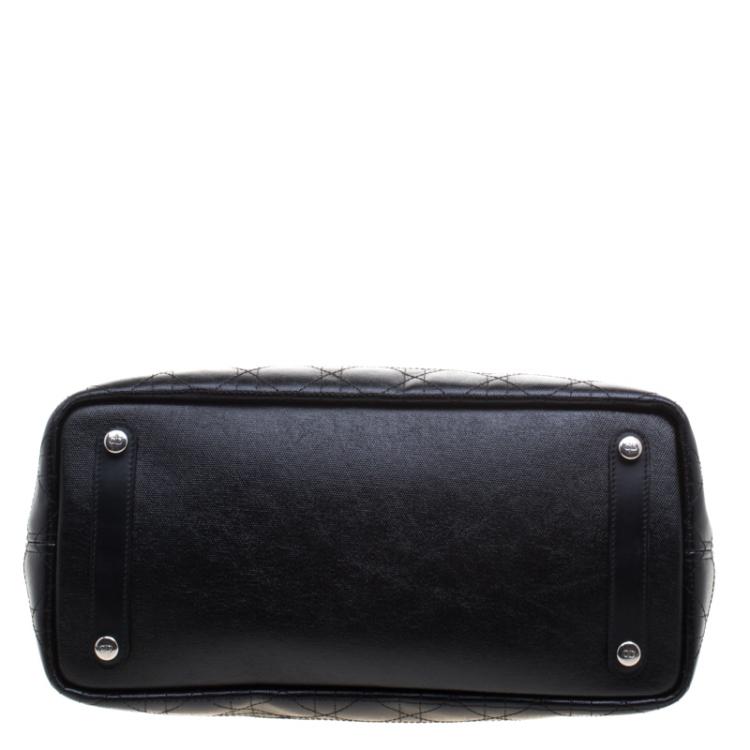 Pre Owned Dior Black Cannage Coated Canvas Medium New Panarea Shopper Tote