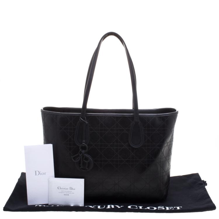 Pre Owned Dior Black Cannage Coated Canvas Medium New Panarea Shopper Tote