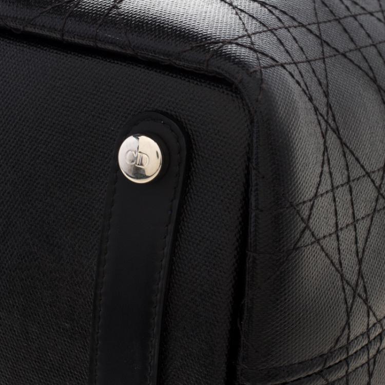 Pre Owned Dior Black Cannage Coated Canvas Medium New Panarea Shopper Tote