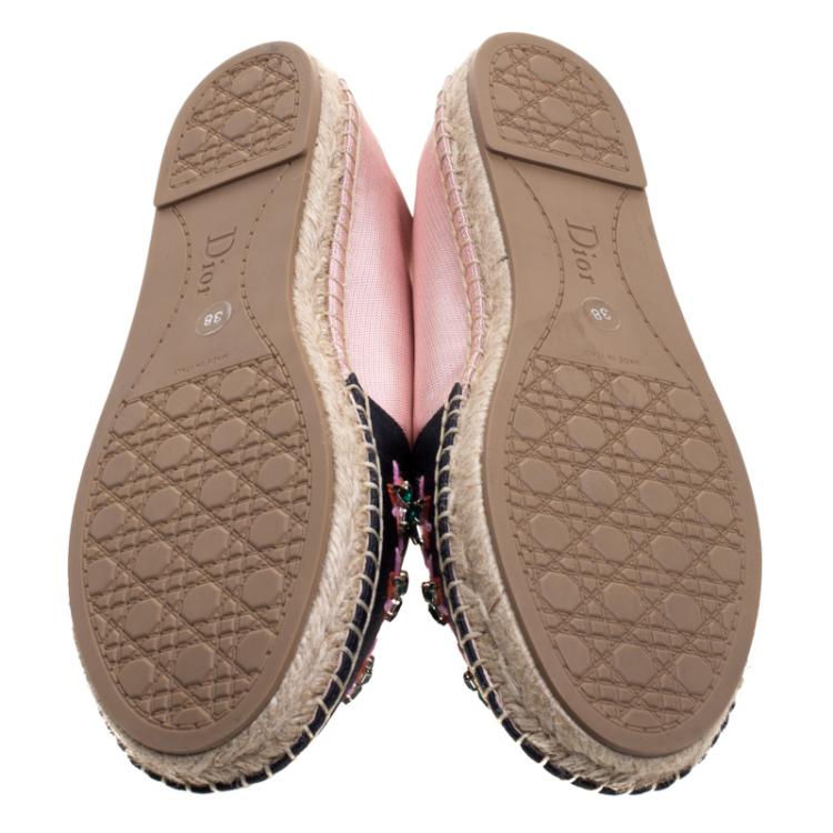 Pre Owned Dior Two Tone Crystal Embellished Fabric Riviera Espadrilles Size 38