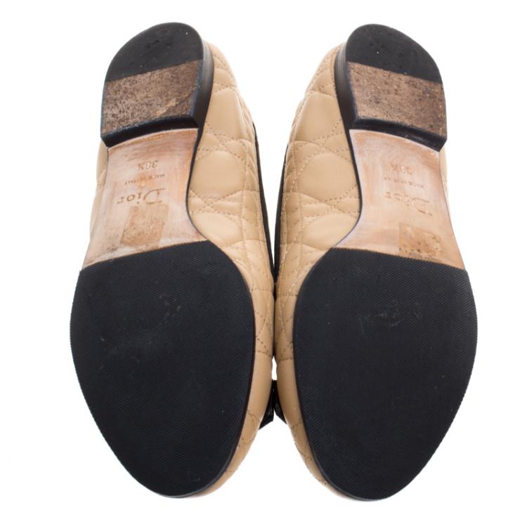 Pre Owned Christian Dior Two Tone Quilted Cannage Leather My Dior Ballet Flats Size 38.5