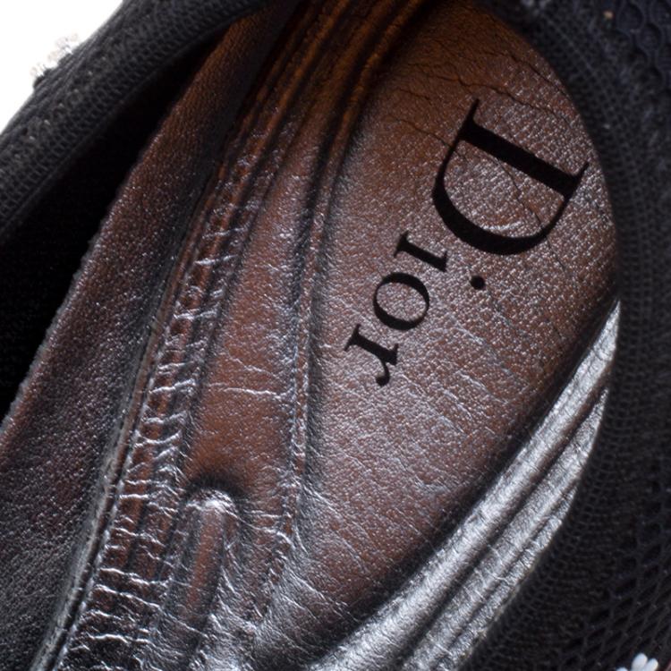 Pre Owned Dior Black Crystal Embellished Mesh Fusion Sneakers Size 37.5