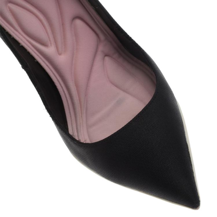 Pre Owned Dior Black Canvas Pointed Toe Ankle Strap Pumps Size 36.5
