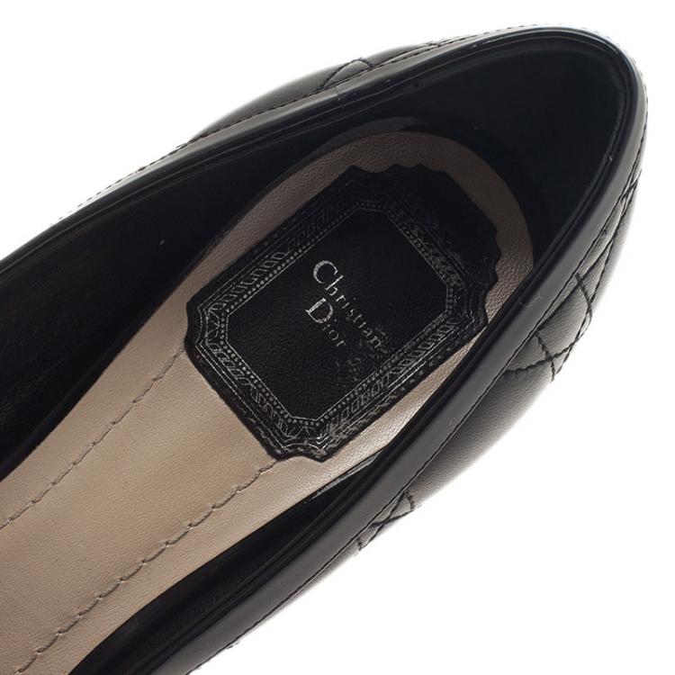 Pre Owned Dior Black Leather Cannage Bow Peep Toe Pumps Size 38