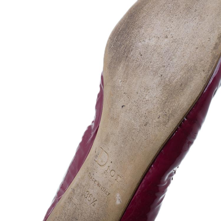 Pre Owned Dior Pink Patent Buckle Ballet Flats Size 36.5
