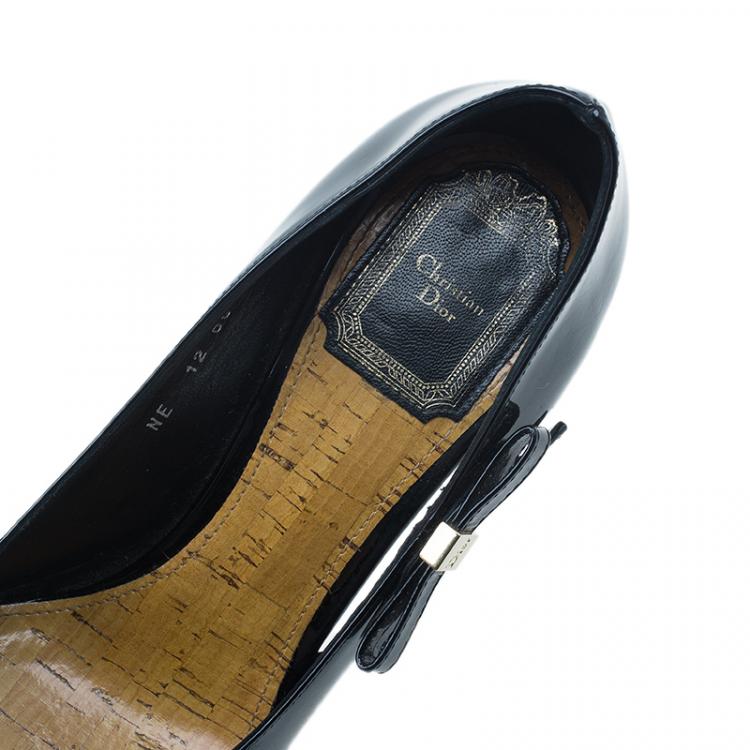 Pre Owned Dior Black Patent Starlet Peep Toe Pumps Size 36.5