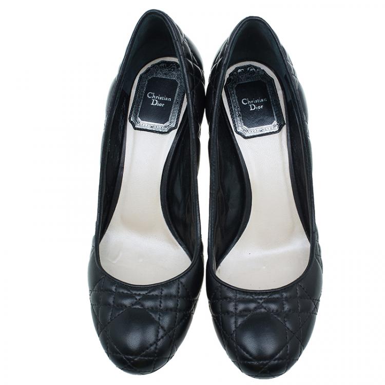 Pre Owned Dior Black Quilted Cannage Leather Pumps Size 35
