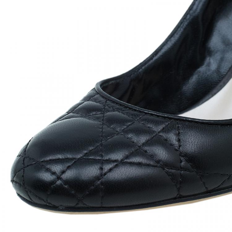 Pre Owned Dior Black Quilted Cannage Leather Pumps Size 35