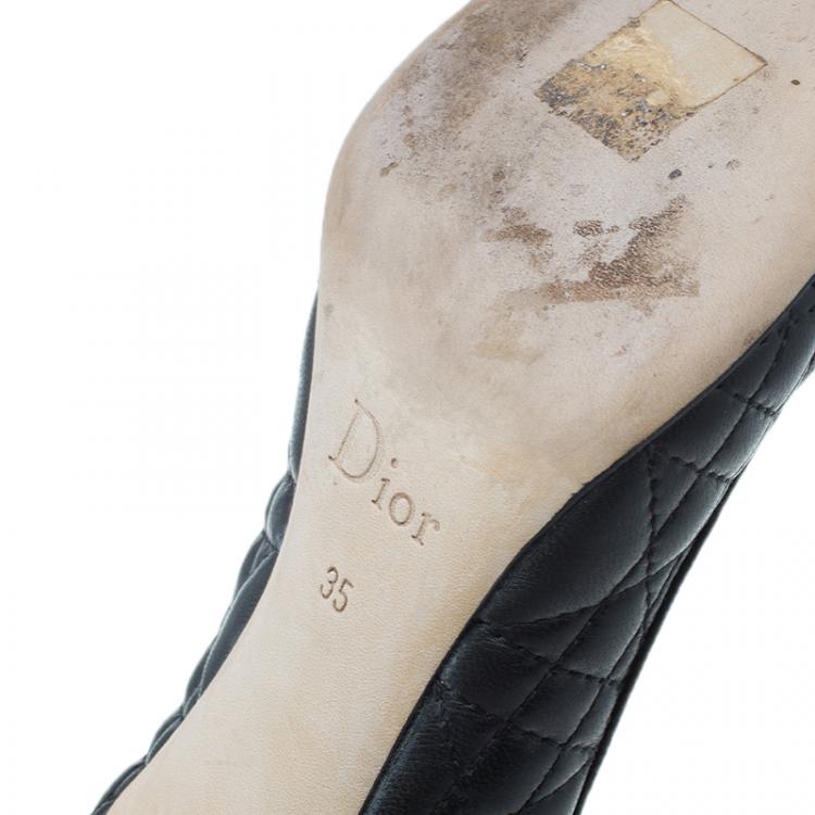 Pre Owned Dior Black Quilted Cannage Leather Pumps Size 35