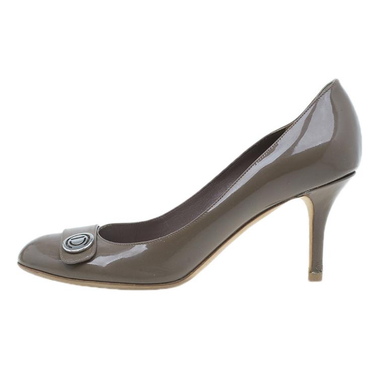 Pre Owned Dior Grey Patent Pumps Size 38.5 