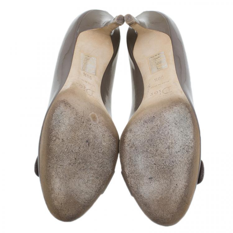 Pre Owned Dior Grey Patent Pumps Size 38.5 