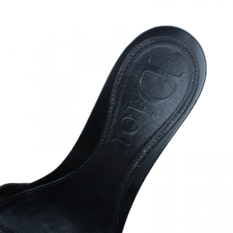 Pre Owned Dior Black Leather My Dior Mules Size 39.5