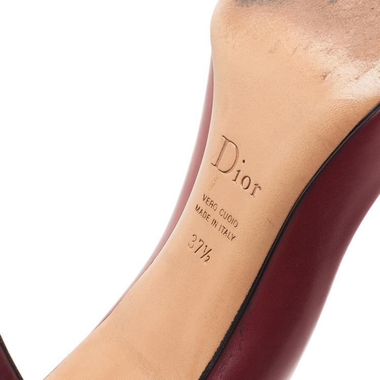 Pre Owned Dior Red Leather Buckle Detail Pointed Toe Pumps Size 37.5