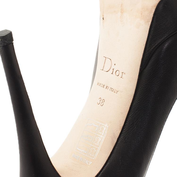 Pre Owned Dior Black Leather Peep Toe Pumps Size 38