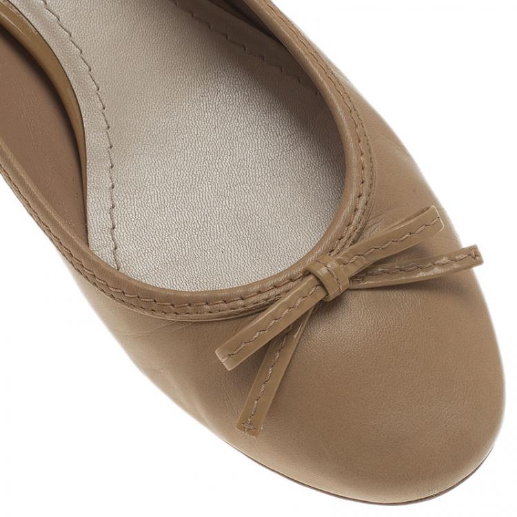 Pre Owned Dior Nude Leather Cannage Heel Ballerina Pumps Size 39.5