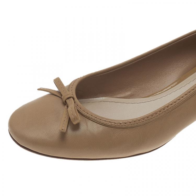 Pre Owned Dior Nude Leather Cannage Heel Ballerina Pumps Size 39.5