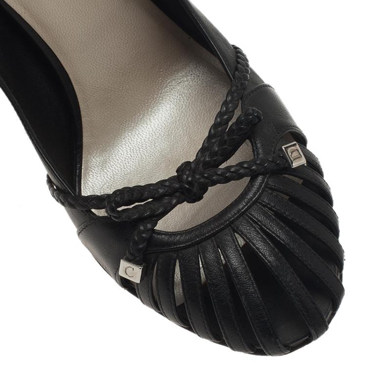 Pre Owned Dior Black Leather Braided Bow Detail Pumps Size 41