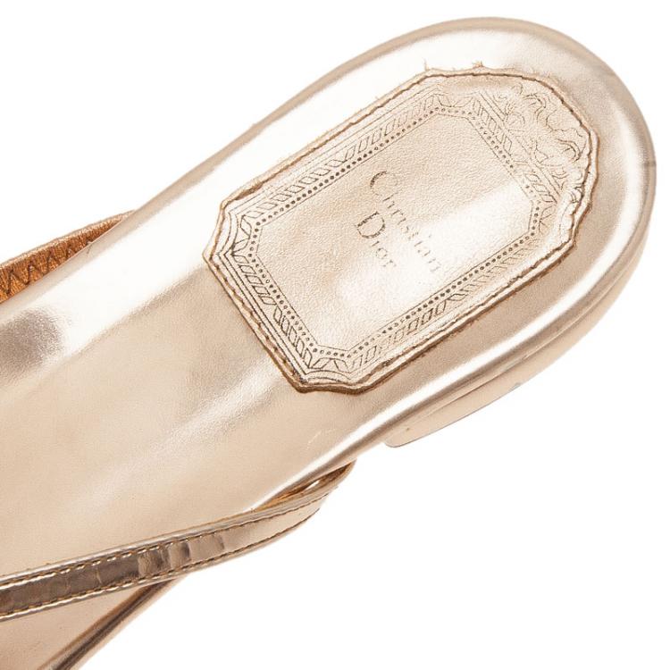 Pre Owned Dior Bronze Logo Plated Thong Sandals Size 37