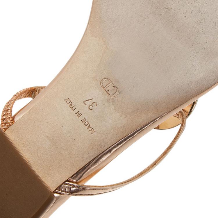 Pre Owned Dior Bronze Logo Plated Thong Sandals Size 37