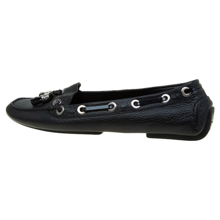 Pre Owned Dior Black Leather Tassel Detail Loafers Size 38