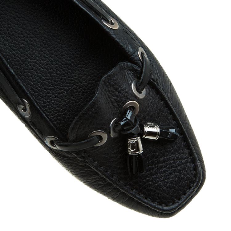 Pre Owned Dior Black Leather Tassel Detail Loafers Size 38