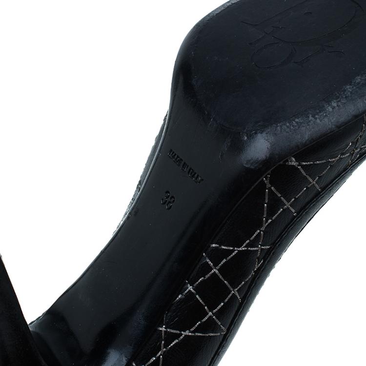 Pre Owned Dior Black Cannage Stitched Bow Pumps Size 38