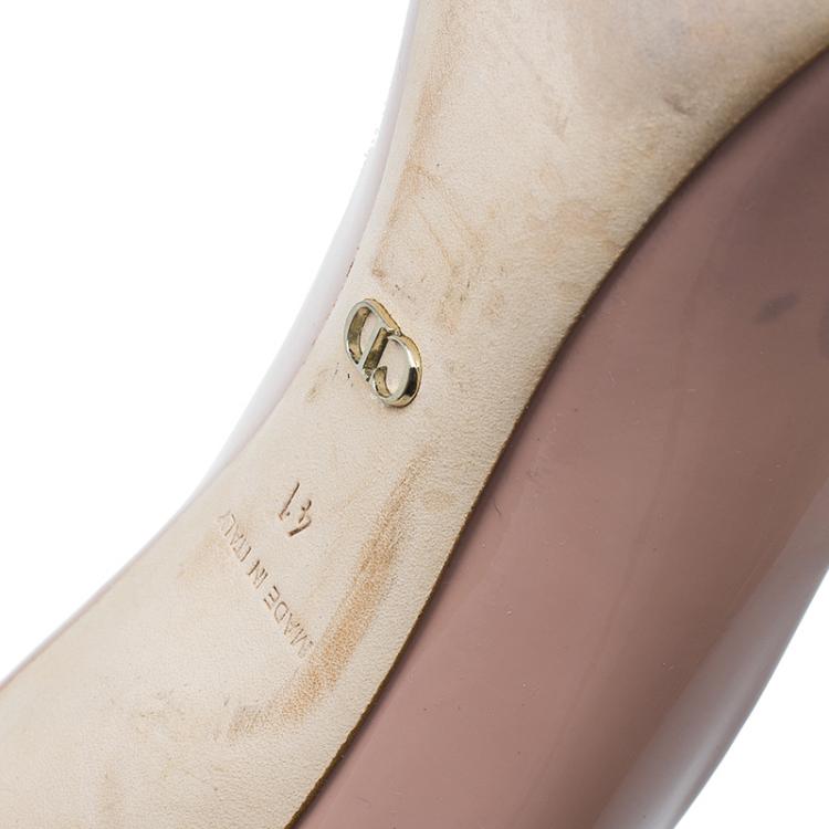 Pre Owned Dior Pink Patent Metal Cannage Detail Peep Toe Pumps Size 41
