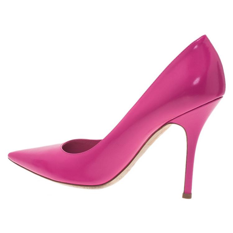 Pre Owned Dior Pink Leather Pointed Toe Pumps Size 38.5
