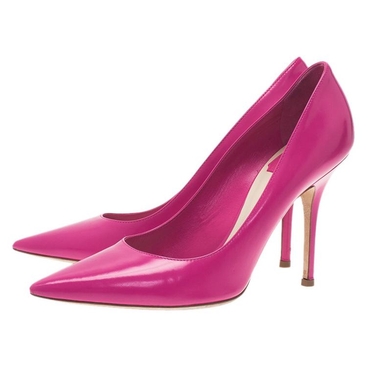 Pre Owned Dior Pink Leather Pointed Toe Pumps Size 38.5