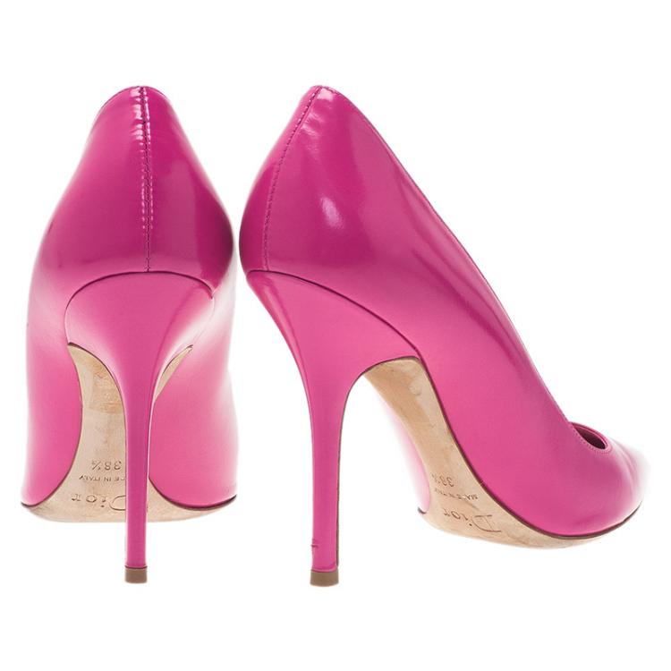Pre Owned Dior Pink Leather Pointed Toe Pumps Size 38.5