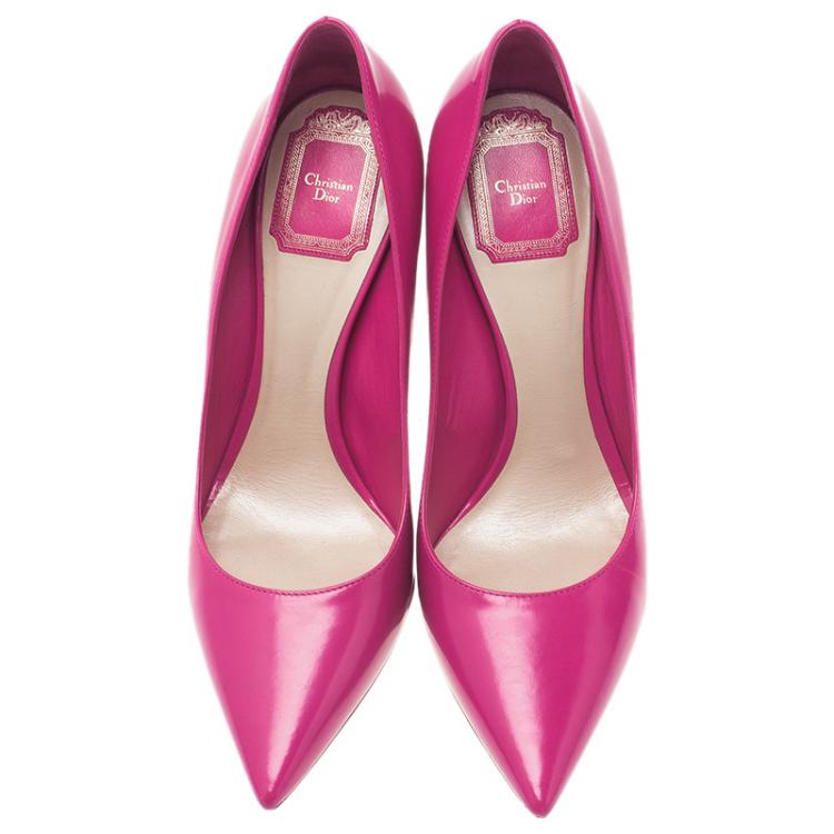 Pre Owned Dior Pink Leather Pointed Toe Pumps Size 38.5