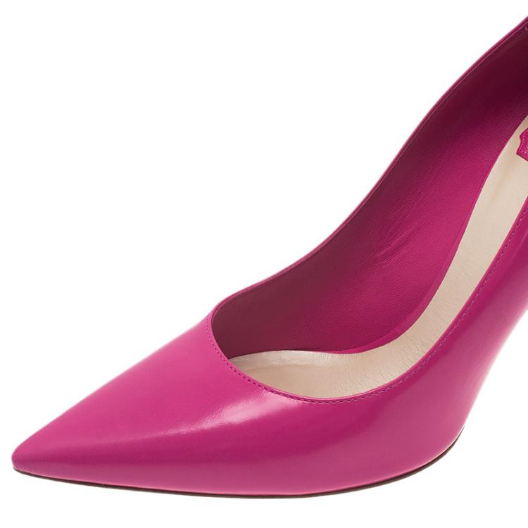 Pre Owned Dior Pink Leather Pointed Toe Pumps Size 38.5