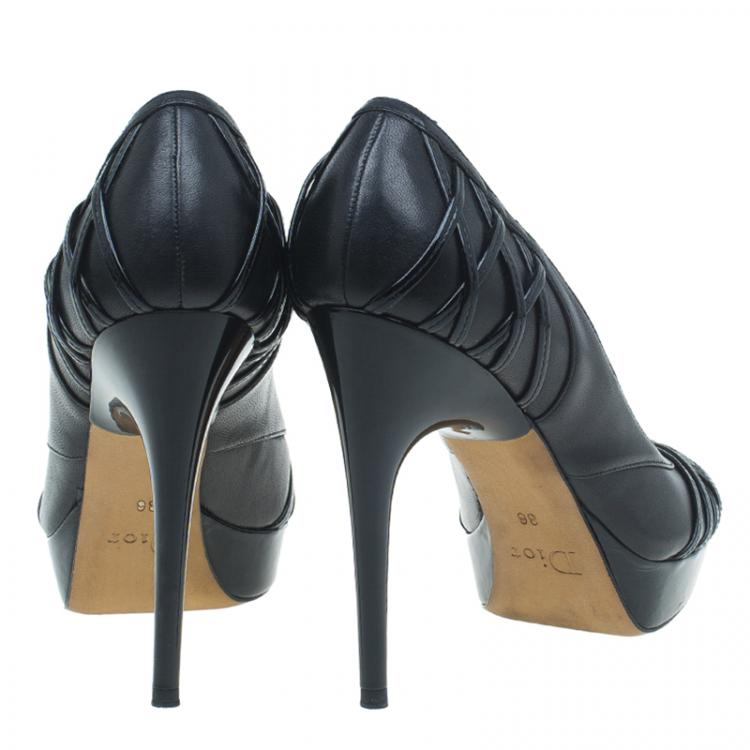 Pre Owned Dior Black Leather Karenine Strappy Pumps Size 36