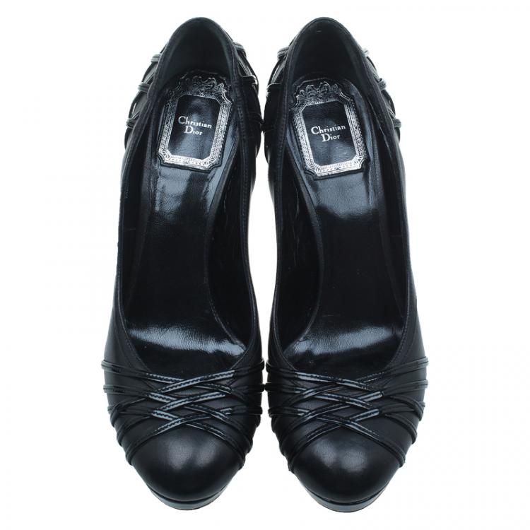 Pre Owned Dior Black Leather Karenine Strappy Pumps Size 36