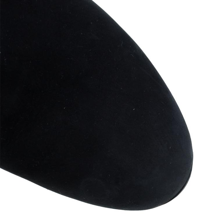 Pre Owned Dior Black Nubuck and Fur Ankle Boots Size 38.5