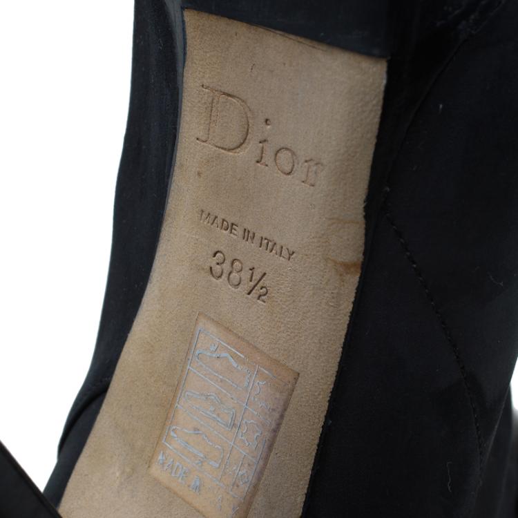 Pre Owned Dior Black Nubuck and Fur Ankle Boots Size 38.5