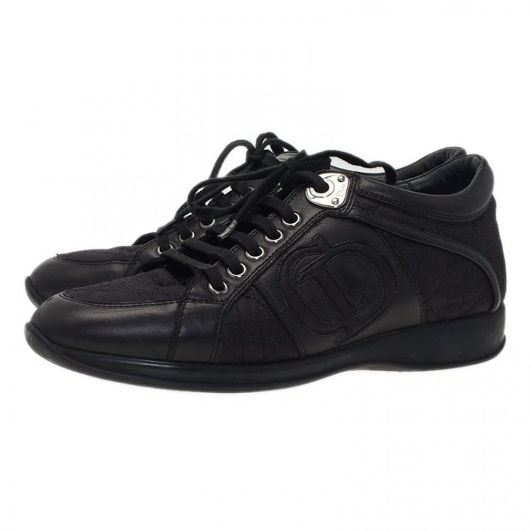 Pre Owned Dior Black Canvas and Leather Sneakers Size 38