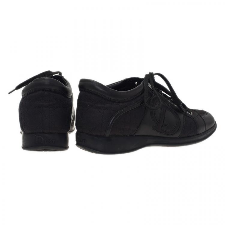 Pre Owned Dior Black Canvas and Leather Sneakers Size 38