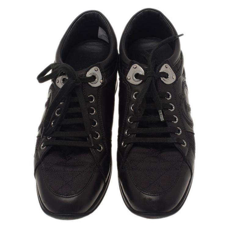 Pre Owned Dior Black Canvas and Leather Sneakers Size 38