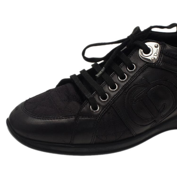 Pre Owned Dior Black Canvas and Leather Sneakers Size 38