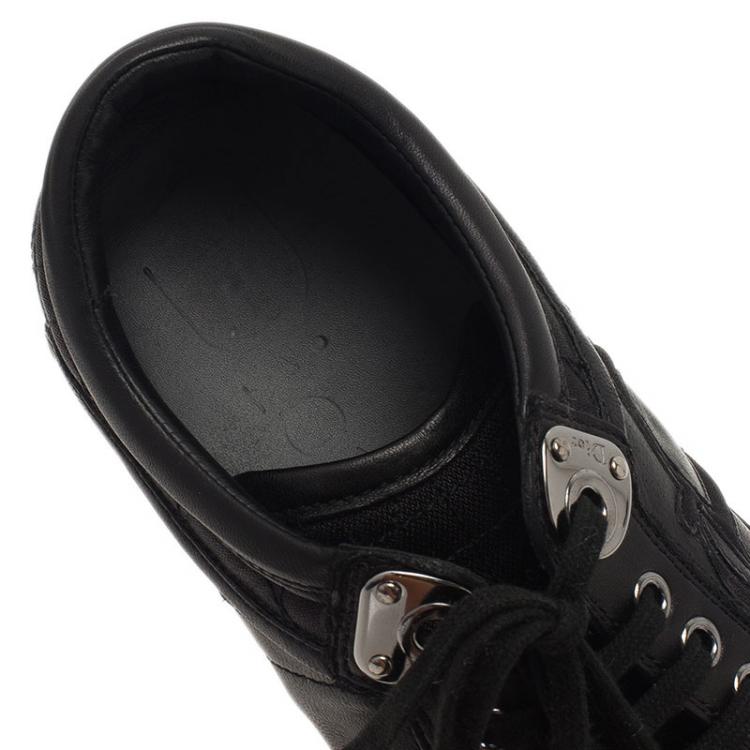 Pre Owned Dior Black Canvas and Leather Sneakers Size 38