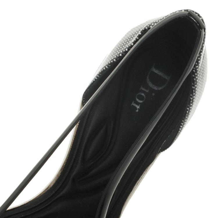 Pre Owned Dior Black Patent Cutout Pointed Toe Pumps Size 37.5