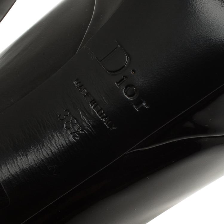Pre Owned Dior Black Patent Peep Toe Platform Pumps Size 38.5