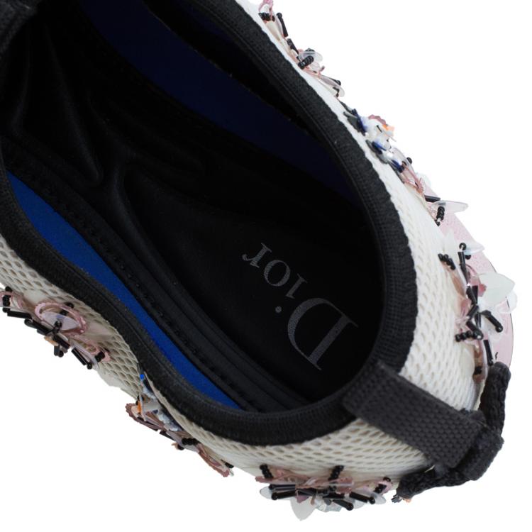 Pre Owned Dior White Sequins Fusion Sneakers Size 36.5