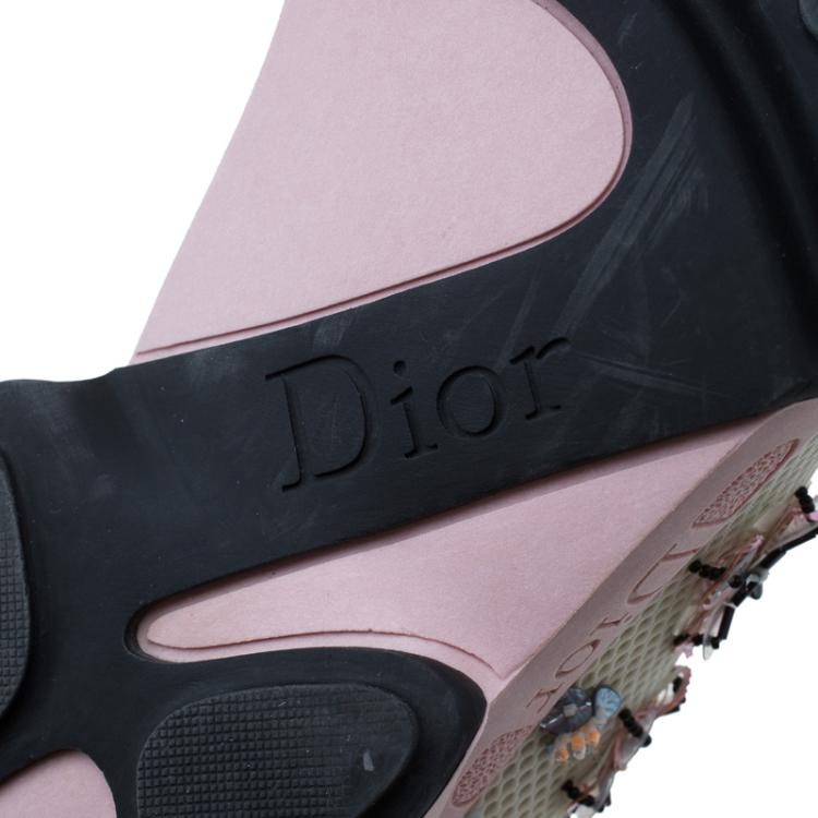 Pre Owned Dior White Sequins Fusion Sneakers Size 36.5